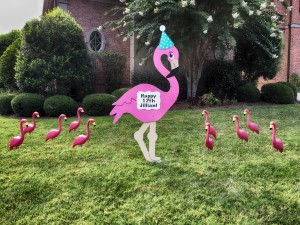 yard flamingos